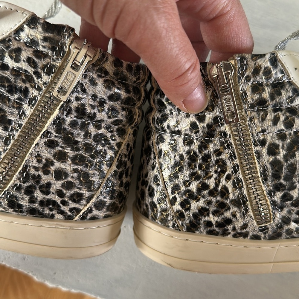 P448 Women’s Skate Glitter Lace-Up High Top Sneakers Size 38 Leather Shoe Italy - Picture 9 of 16